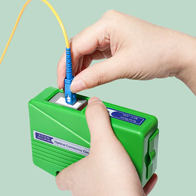 FTTH KomShine KCC-550 SC FC ST LC MU MT D4 DIN Optical Connector Cleaner Cleaning Box Cleaning Tool 500+ Times Green
