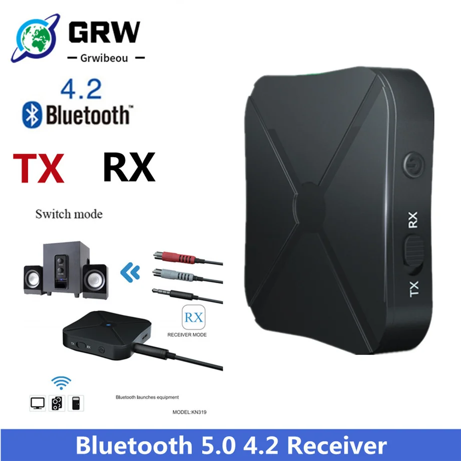 Grwibeou Bluetooth 5.0 4.2 Receiver and Transmitter Audio Music Stereo Wireless Adapter RCA 3.5MM AUX Jack For Speaker TV Car PC |