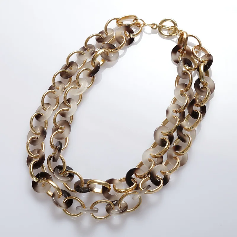 

Europe And America Customizable New Style Necklace Leopord Pattern Acetic Acid Acrylic Sheet Short Multistory Necklace Hot Sales