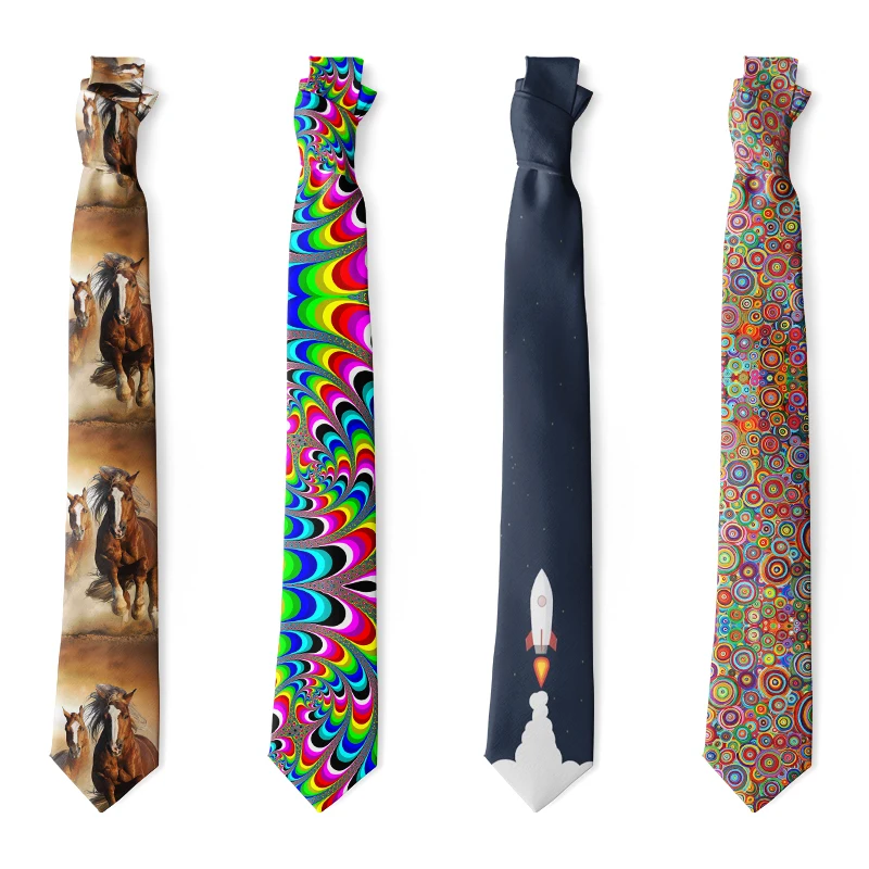 Tanie Fashion Horse druk 3D męski krawat dorywczo szczupły męski 8cm nylonowy krawat sklep