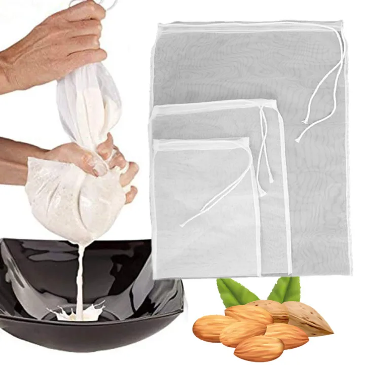 4 Sizes Reusable Mesh Filter Net Nut Coffee Milk Tea Fruit Juice Wine
