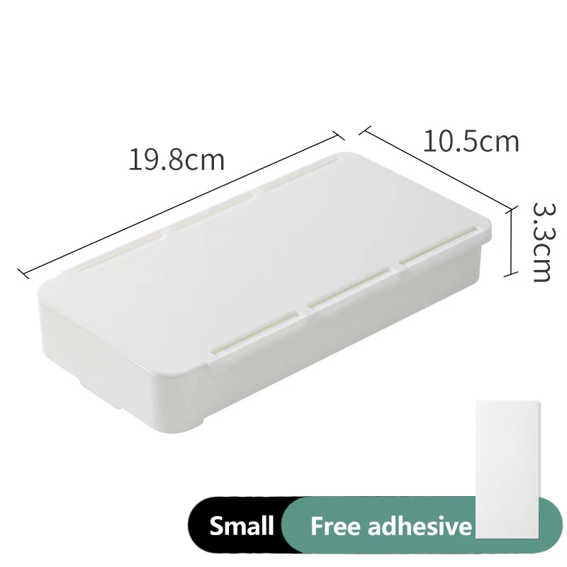 Self Adhesive Storage Box Desk Organizer Self Stick Pencil Tray Under Desk Drawer Storage Box Hidden Stationery Organizer Stand For Pens Office Home Storage Organizer