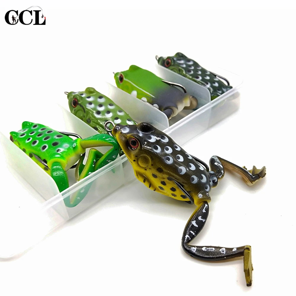

CCLTBA 5pcs/box 5.5cm 15g Soft Legs Frog Topwater Fishing Lures Silicone Artificial Catfish Bass Fishing Tackle