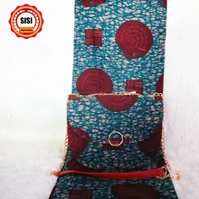SISI Новое поступление африканская сумка на плечо/purse3 шт./комплект Высококачественная африканская парафинированная Ткань 6 ярдов настоящая восковая ткань для женщин