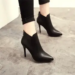 Женские ботинки модные ботильоны для женщин с острым носком черные ботильоны с острым носком на высоком каблуке Botas Mujer Botte Femme