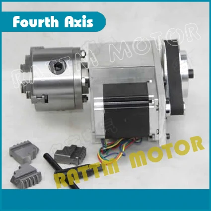 K11-80mm 3 jaw chuck 80mm 4th Axis & Tailstock CNC dividing head/Rotation Axis kit for Mini CNC router/ woodworking engraving