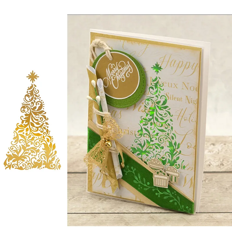 Christmas Tree HOT FOIL PLATE Silver DIY Photo Embossing Die Cut Scrapbooking Stencils Hot Stamping Foil | Дом и сад