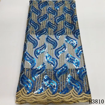 

African lace fabric 2020 high quality lace Sequin lace fabric Embroidered French Tulle lace fabric for Nigerian Party HJ3810