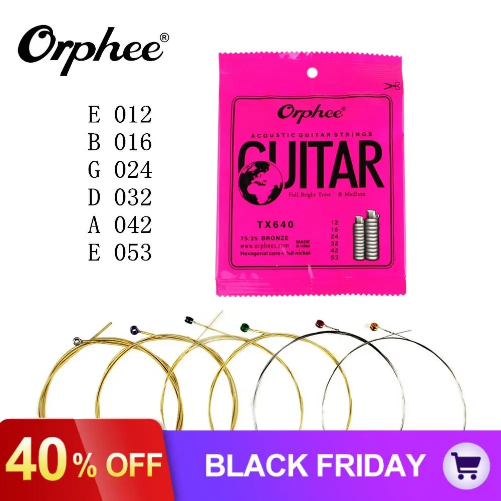 6 шт./упак.! Orphee Акустическая гитара струна 012-053 струны из фосфористой бронзы Никель Полный яркий тон и средние части гитары
