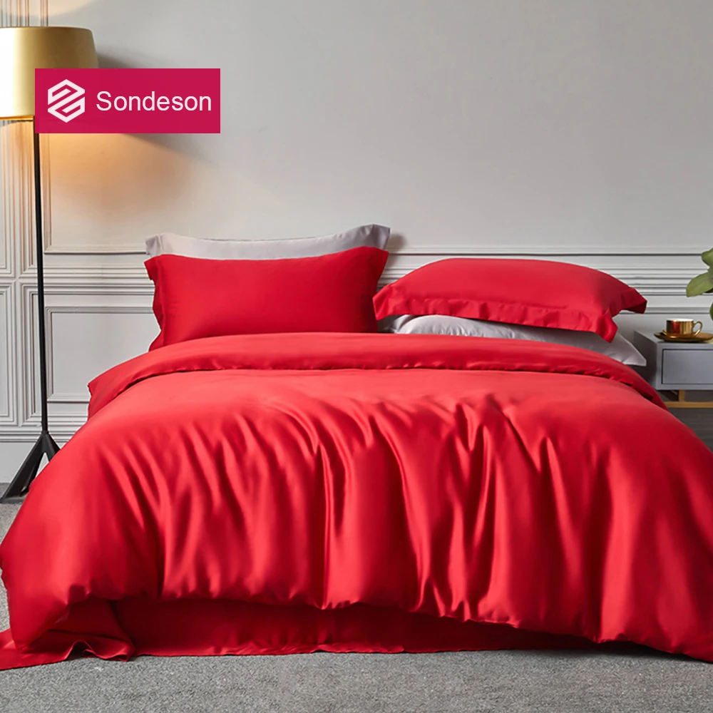 Sondeson Women Noble Red 100% Silk Bedding Set 25 Momme Healthy Luxury Duvet Cover Pillowcase Queen King Quilt | Дом и сад