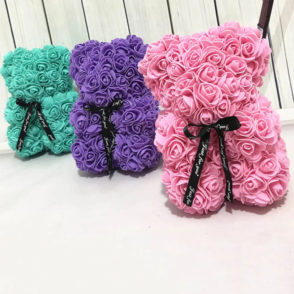 25cm Cute PE Rose Flower Teddy Bears Foam Bears From Rose Wedding Home Decorations Birthday Valentines 1 25cm Cute PE Rose Flower Teddy Bears Foam Bears From Rose Wedding Home Decorations Birthday Valentines 4