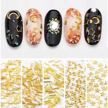 

MORDDA 1Pc Gold Rhinestone Square Nail Accessories For Metal Manicure Heart-Shaped 3D Nail Art Decorations For Nail Design