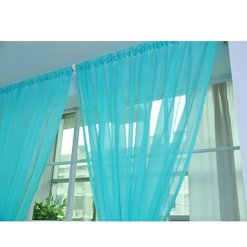 European And American Style Living Room Window Screen Solid Curtain Single Sheet Solid Color Glass Transparent Window Screen