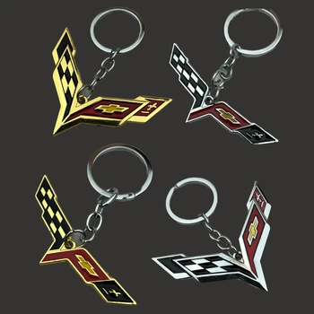 

Car Logo Keychain Keyring for Chevrolet Emblem Corvette C6 Spoiler C7 C5 C3 C4 C8 Auto Badge Key Chain Holder Ring Accessories