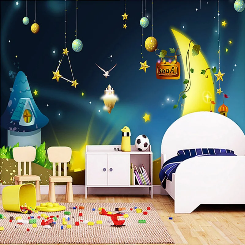 

Drop Shipping Custom Mural Non-woven Wallpaper Children's Room Backdrop Murals Universe Boys And Girls Bedroom Cartoon Theme