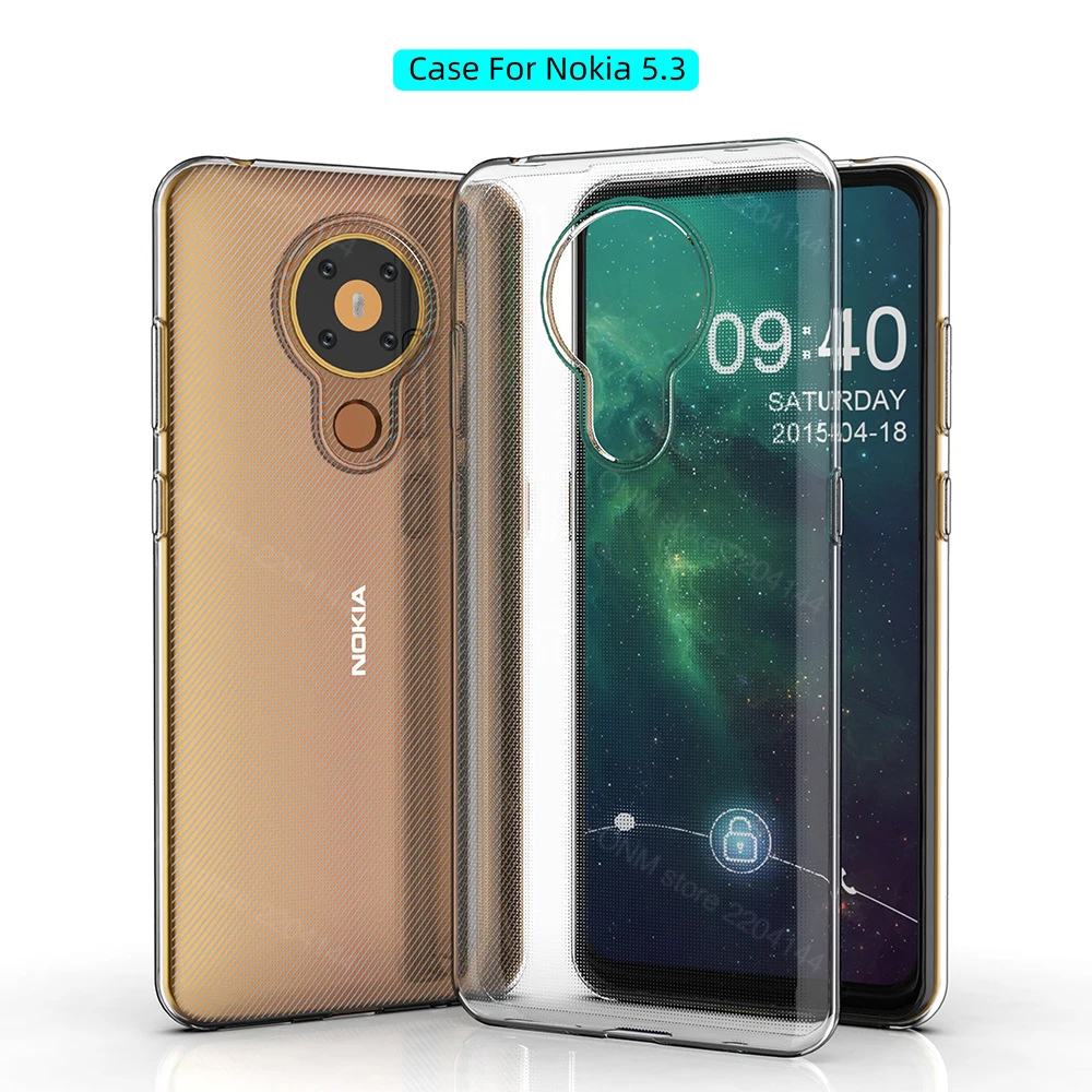 Funda para Nokia 5,3 TPU silicona transparente parachoques ajustado funda suave para Nokia 5,3 parte posterior transparente