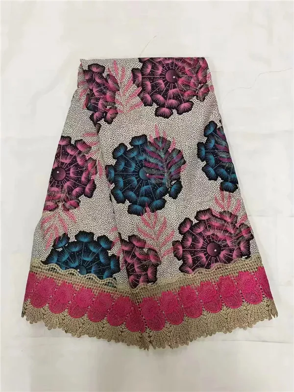 

Latest Ankara wax print fabric 100% cotton with multicolor cord Laces high quality wax lace fabrics african wax french lace!O76