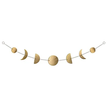 

Moon Phase Garland Wall Decorations Boho Chic Art Wall Hanging Ornaments for Bedroom, Home, Living Room (Gold)