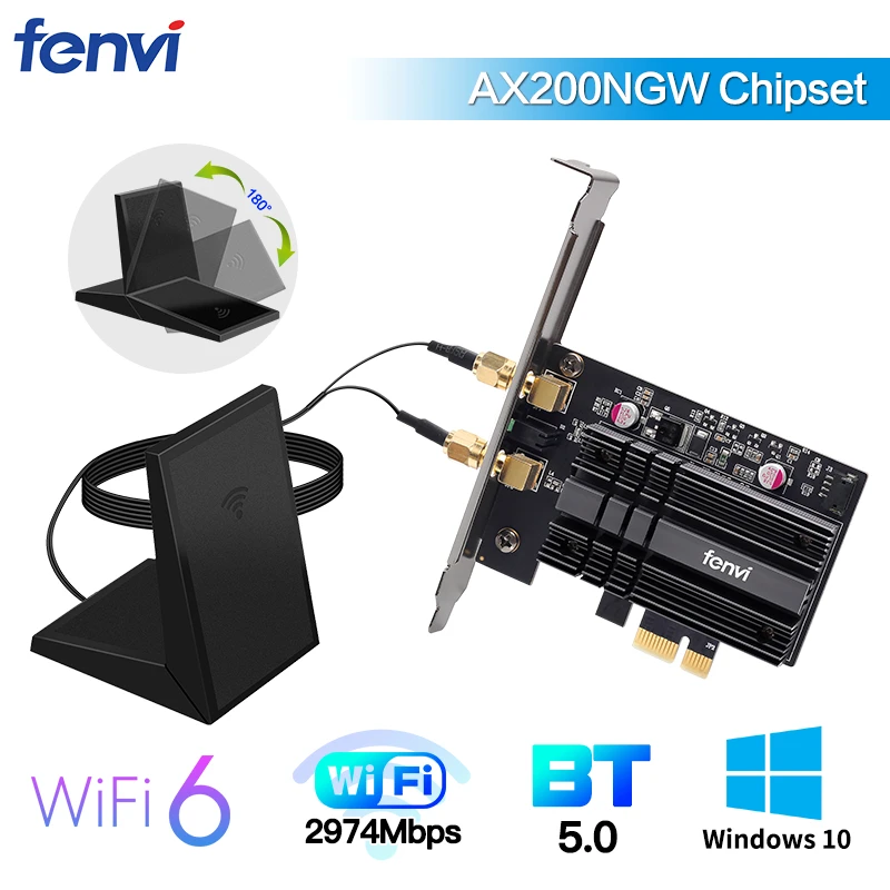 Двухдиапазонный беспроводной PCI E Wi Fi адаптер 2400 Мбит/с 6 Intel AX200 Bluetooth 5 0 802.11ax 2 4G/Φ