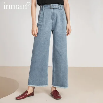

INMAN Office Style 2020 Summer New Arrival Pure Cotton Slimmed Rough Selvedge Loose Jeans