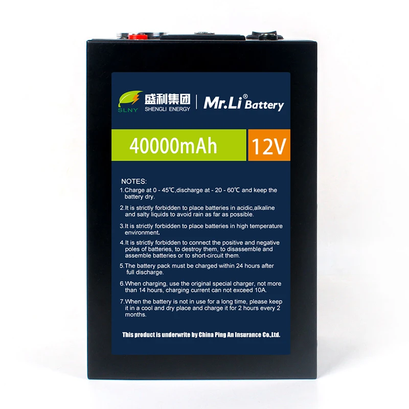 MR.Li 12V 40Ah 18650 battery ternary lithium battery pack with BMS and LED indicator