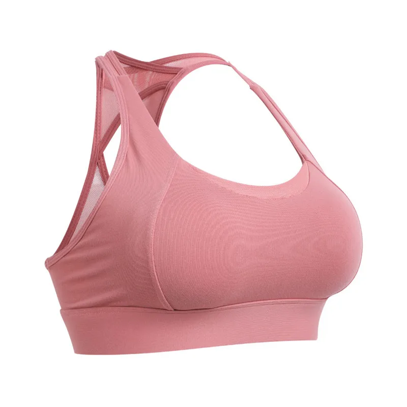 Сетчатый дышащий спортивный бюстгальтер топы для фитнеса женский бюстгальтер для йоги тренировочный бюстгальтер для бега топ сексуальный спортивный жилет Топ - Цвет: pink