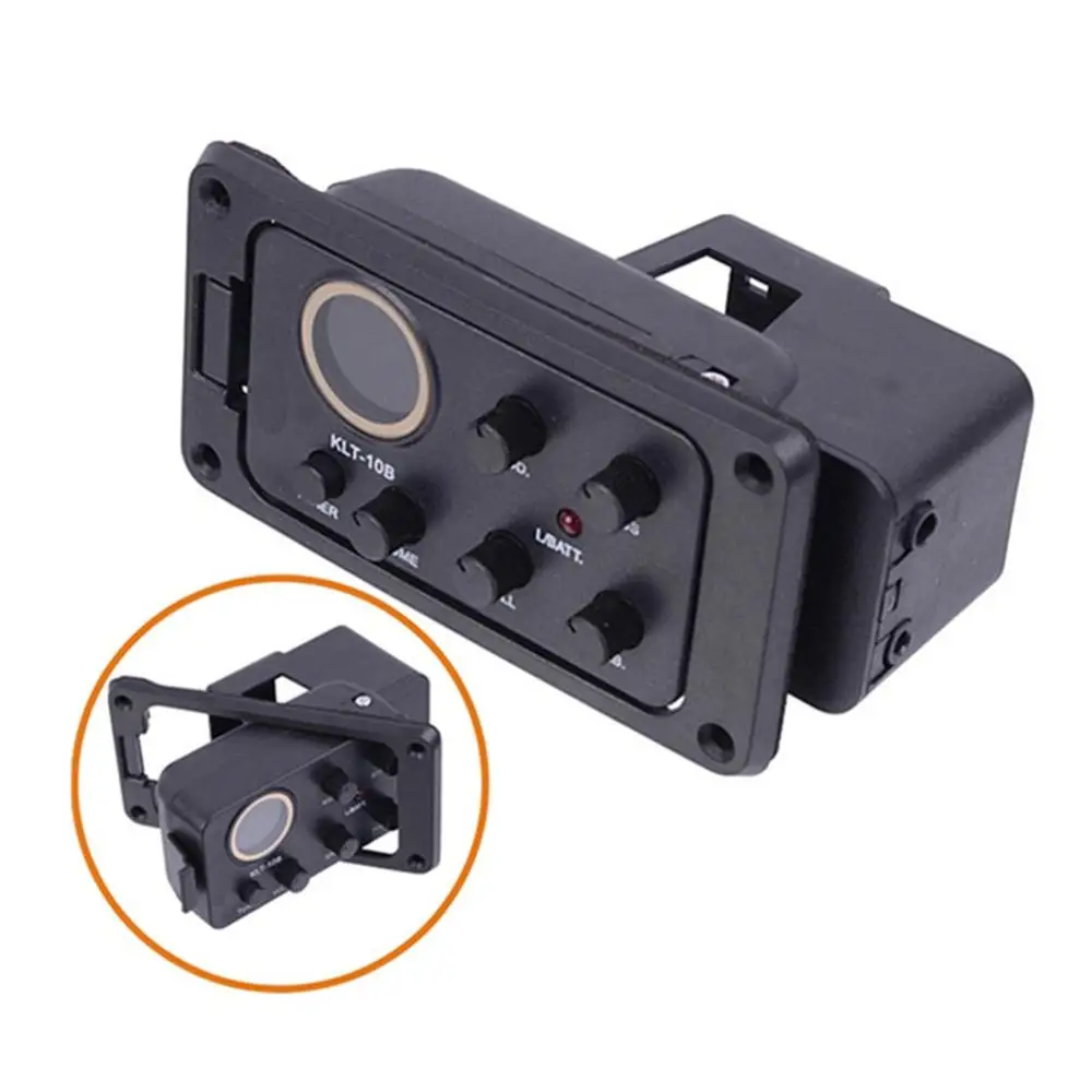 KLT-10B 4 Band Acoustic Guitar Preamplifier EQ Equalizer Pickup Tuner Acoustic Guitar Equalizer Pickup Tuner