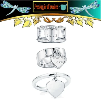 

Wide version Women Ring S925 Sterling silver Jewelry Heart-shaped fashion classical Silverware Love accessories Valentine gift