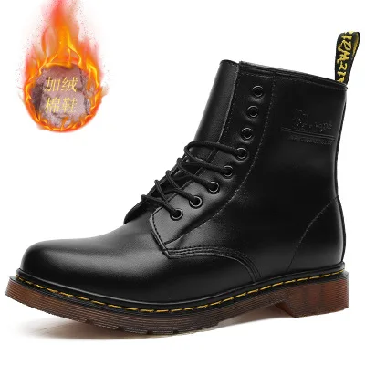 39-46 мужские ботинки; бренд года; модные удобные кожаные ботинки;# NX1460 - Цвет: Black with fur