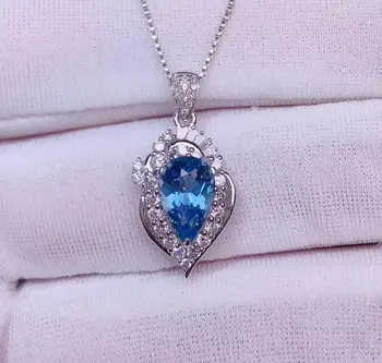 

Paraiba Tourmaline Pendant Real 18 K Gold 100% Natural Paraiba Tourmaline 1.86ct Gemstones Diamond Pendants Necklace