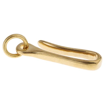 

2x Solid Brass Japanese Keychain Fish Hook U Loop Wallet Chain Fob Clip