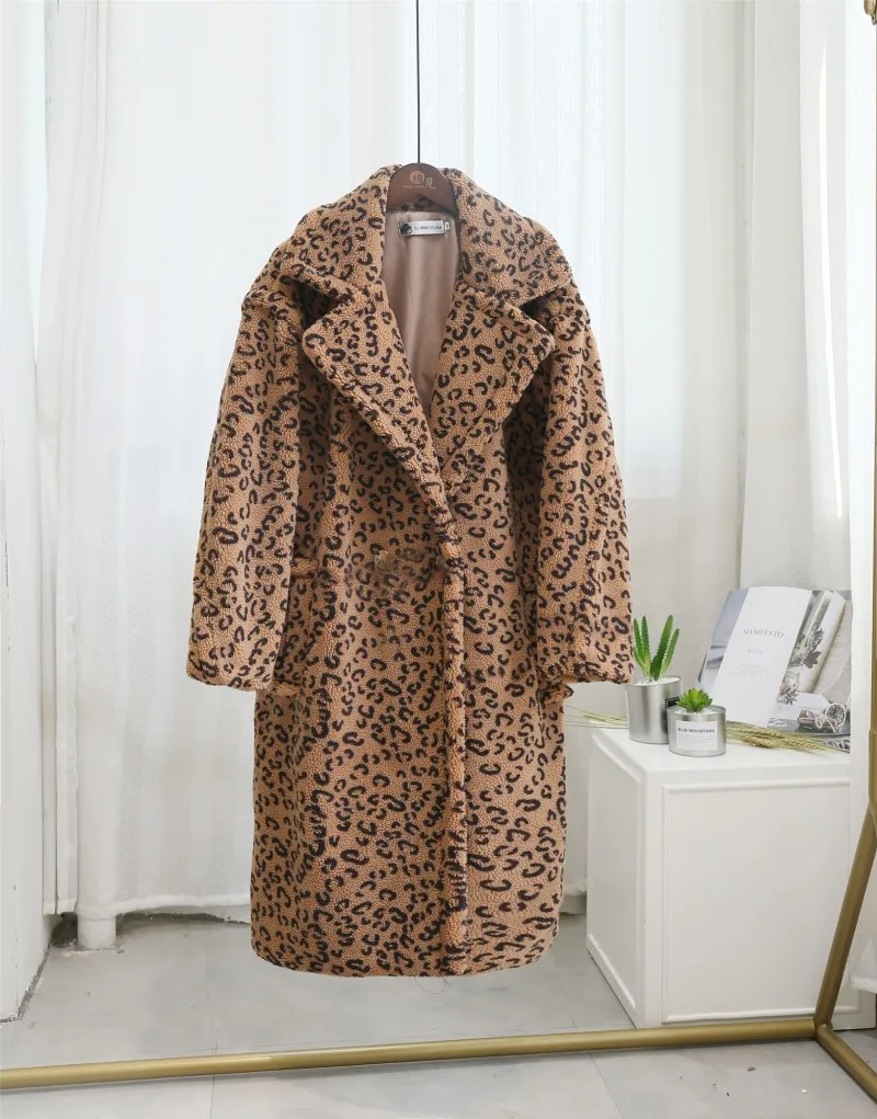 MONMOIRA зимние негабаритные леопардовые плюшевые пальто и куртки женская толстая верхняя одежда пальто из искусственного меха женские XS-3XL меховые пальто cwf0206-5 - Цвет: Хаки