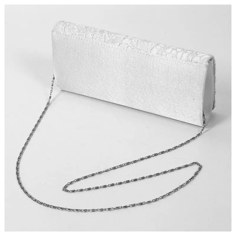 Bridal Wedding Lady Satin Evening Bags Lace Floral Day Pouch Clutches Women Messenger Shoulder Bag Purse Party Girl Handbags