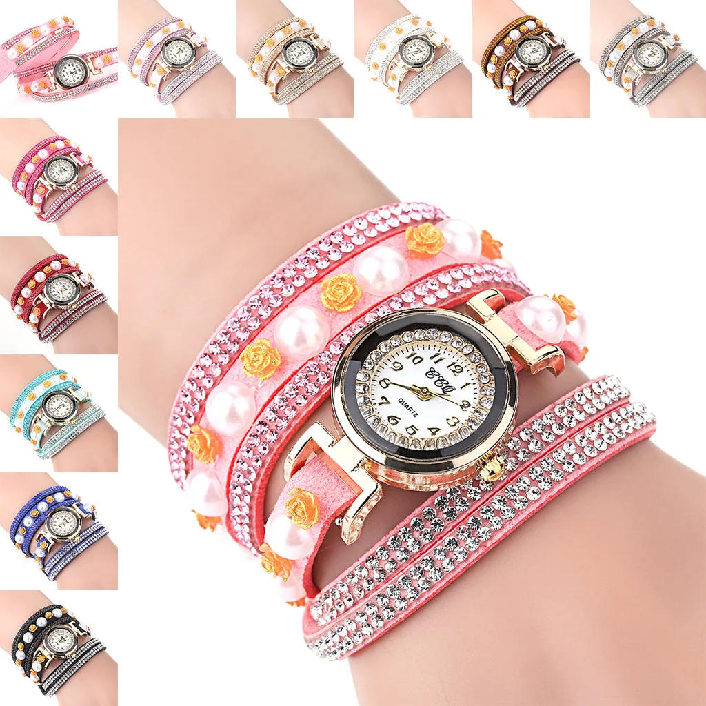 Reloj Mujer часы для женщин CCQ винтажные блестящие хрустальные цветы браслет