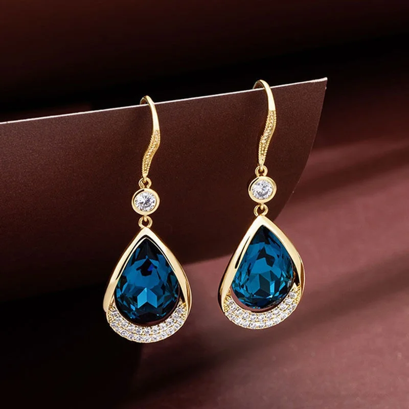 High Quality Dangle Earrings for Women Exquisite Teardrop Engagement Wedding Pendant Earings Fashion Jewelry 2022 brinco