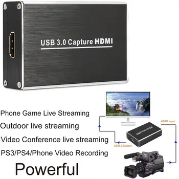

HDMI To USB 3.0 Audio Video Capture Card 1080P Phone Game Camera Record Box for XBox PS4 Game OBS Youtube Live Streaming Plate