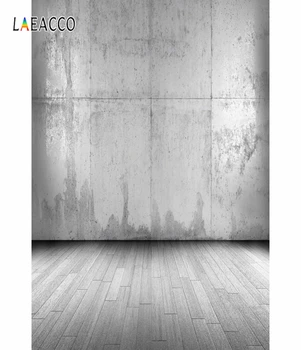 

Laeacco Gray Cement Wall Wooden Floor Child Portrait Photographic Backgrounds Customized Photography Backdrops For Photo Studio