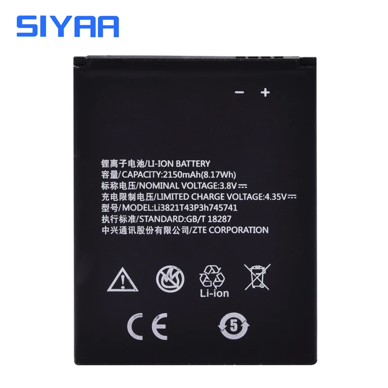 SIYAA телефон Батарея Li3821T43P3h745741 для ZTE лезвие L5 плюс C370 литиевая батарея Замена 2150