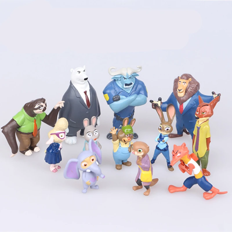 

12pcs Disney Pixar Zootopia Zootropolis Toy Action Figure Judy Hopps Nick Wilde Fox Rabbit Anime Cosplay toy for children Gift