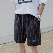 Новинка, популярные мужские пляжные Прямые повседневные шорты в Японскую полоску, модные мужские шорты в стиле панк, XL