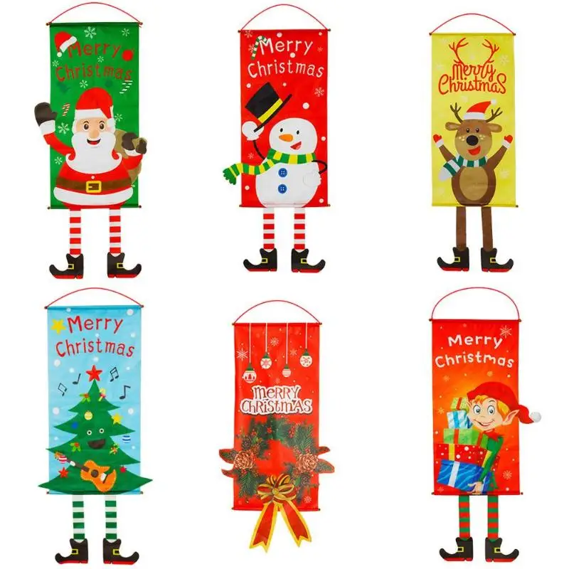 

Natal Christmas Hanging Flag Polyester Bunting Pennant Christmas Decoration for Home Merry Christmas Ornaments Party Supplies