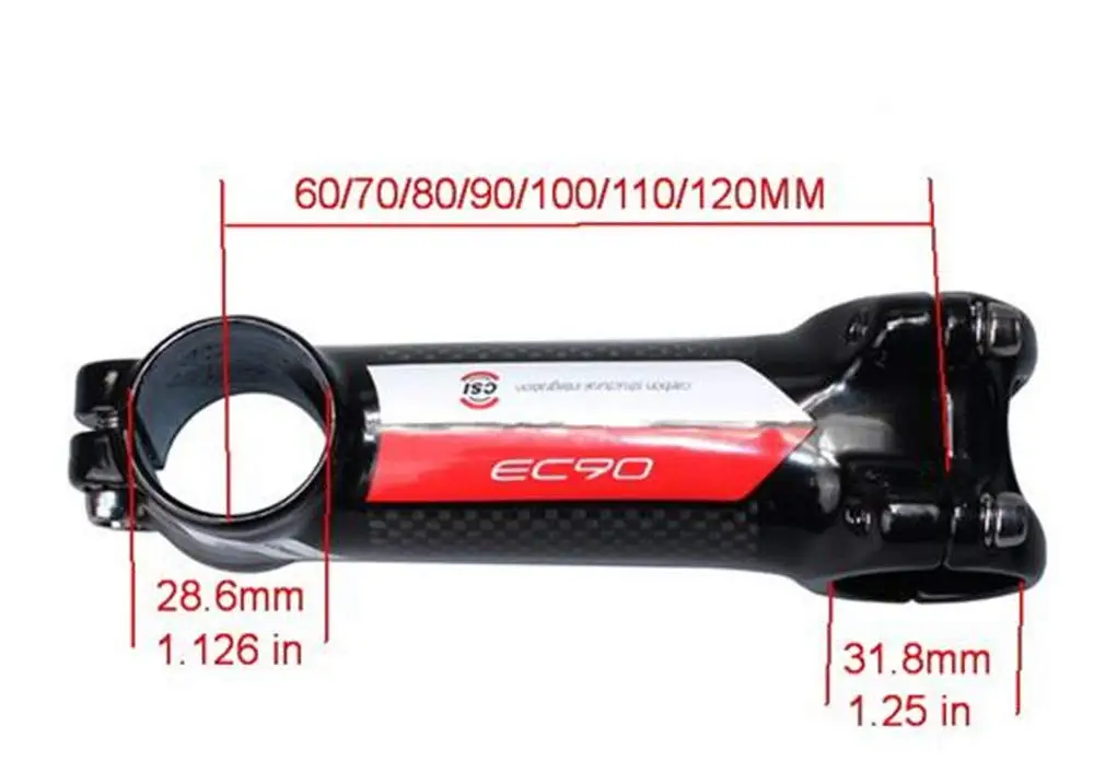 MTB/Bike EC90 Cycling Stem Road Bike Aluminum+Carbon Fiber MTB Stem 6 Degrees Handlebar Stems 31.8mm Carbon Fiber Stem