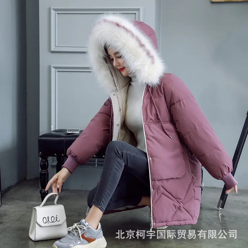 

Down Jacket Cotton-padded Clothes Women's 2019 New Style Winter Mid-length Slimming Versatile Casual Students INS down Coat WOME