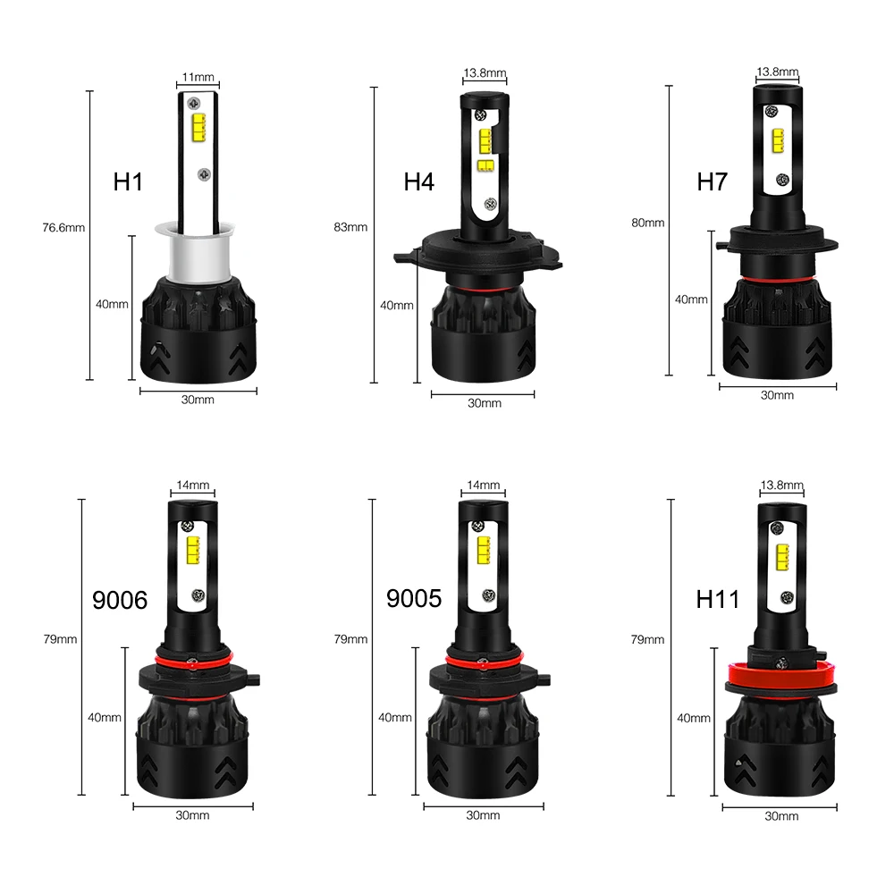 Roadsun светодиодный фары лампы светодиодный H4 H7 H11 H1 9005 9006 HB3 HB4 Lumi светодиодный s зэс чипы 12V 6000K Автомобильные светодиодные лампы