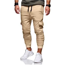 Однотонные тренировочные Мужские штаны для бега, джоггеры с несколькими карманами, Осенние новые модные длинные брюки, мужская спортивная одежда с эластичной резинкой на талии, M-XXXXL