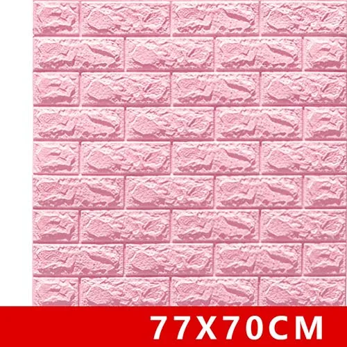 Pink 3D наклейки на кирпичную стену, водостойкие наклейки для гостиной, спальни, DIY, самоклеющиеся обои, искусство 70*77*0,5 см, настенные наклейки для дома - Цвет: Pink