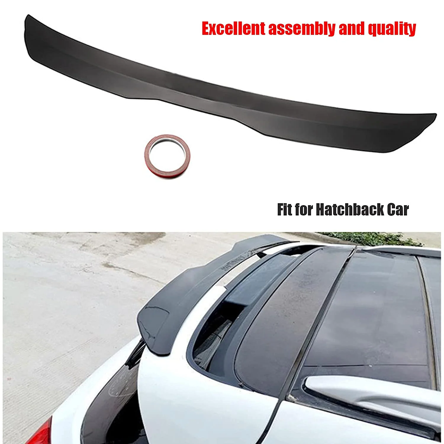 Universal Rear Roof Lip Spoiler Wing ABS Decoration Strips Matte Black&Glossy Black Fit Hatchback Car