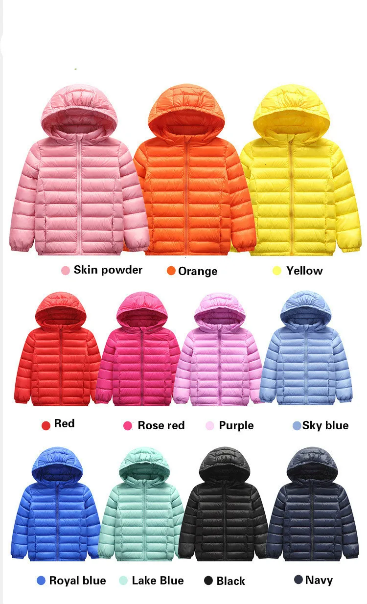 Теплая осенне-зимняя детская куртка для мальчиков и девочек, верхняя одежда, теплая куртка-пуховик с капюшоном, 90% утиного пуха, детские куртки с хлопковой подкладкой