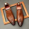 Para hombre hechos a mano zapatos Oxford para boda negro caqui de cuero genuino Oxford Zapatos de vestir de los hombres de negocios zapatos formales para hombres ► Foto 3/5