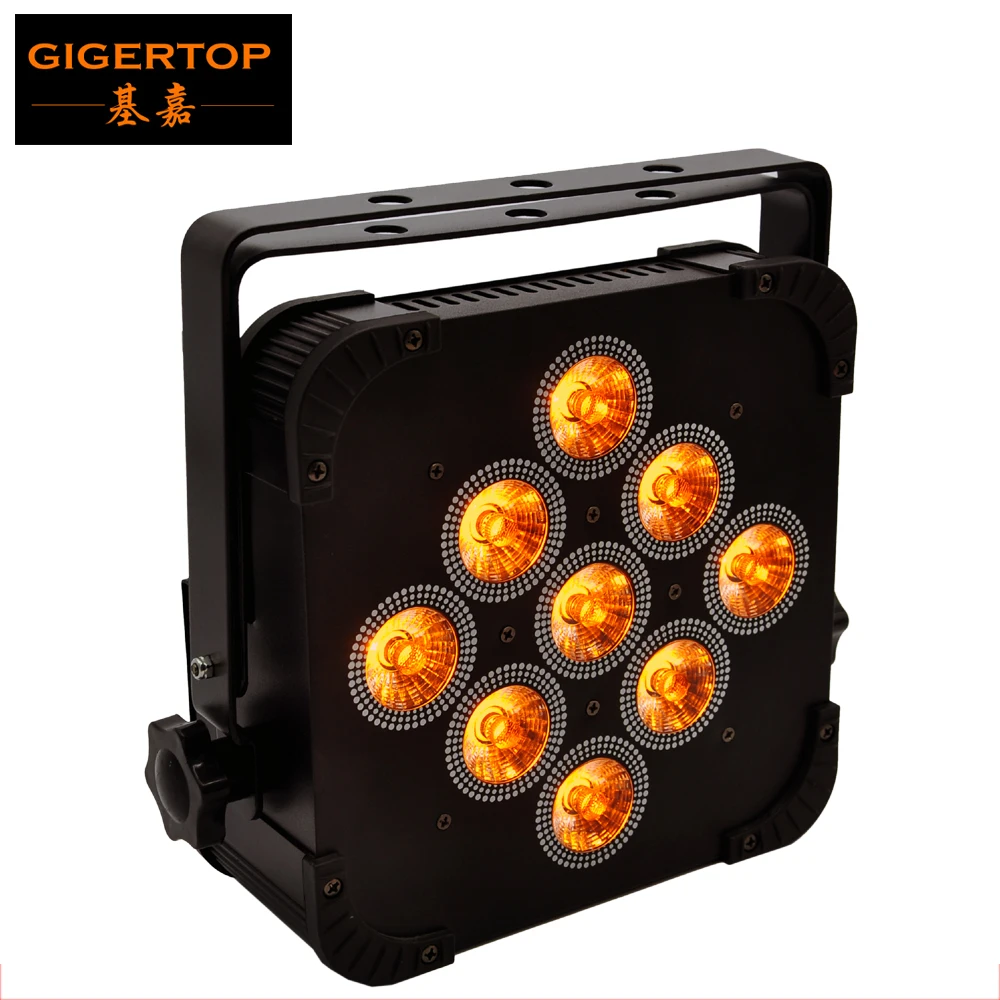 

TIPTOP Stage Light 9 x 15W RGBWA 5IN1 Color Flat DMX512 Stage Led Par Light 25 Degree Lens Alumninum Case Fan Cooling Power Con